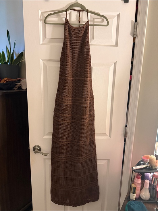 Abercrombie & Fitch Dresses & Skirts - Abercrombie & Fitch Brown Crochet Halter Maxi